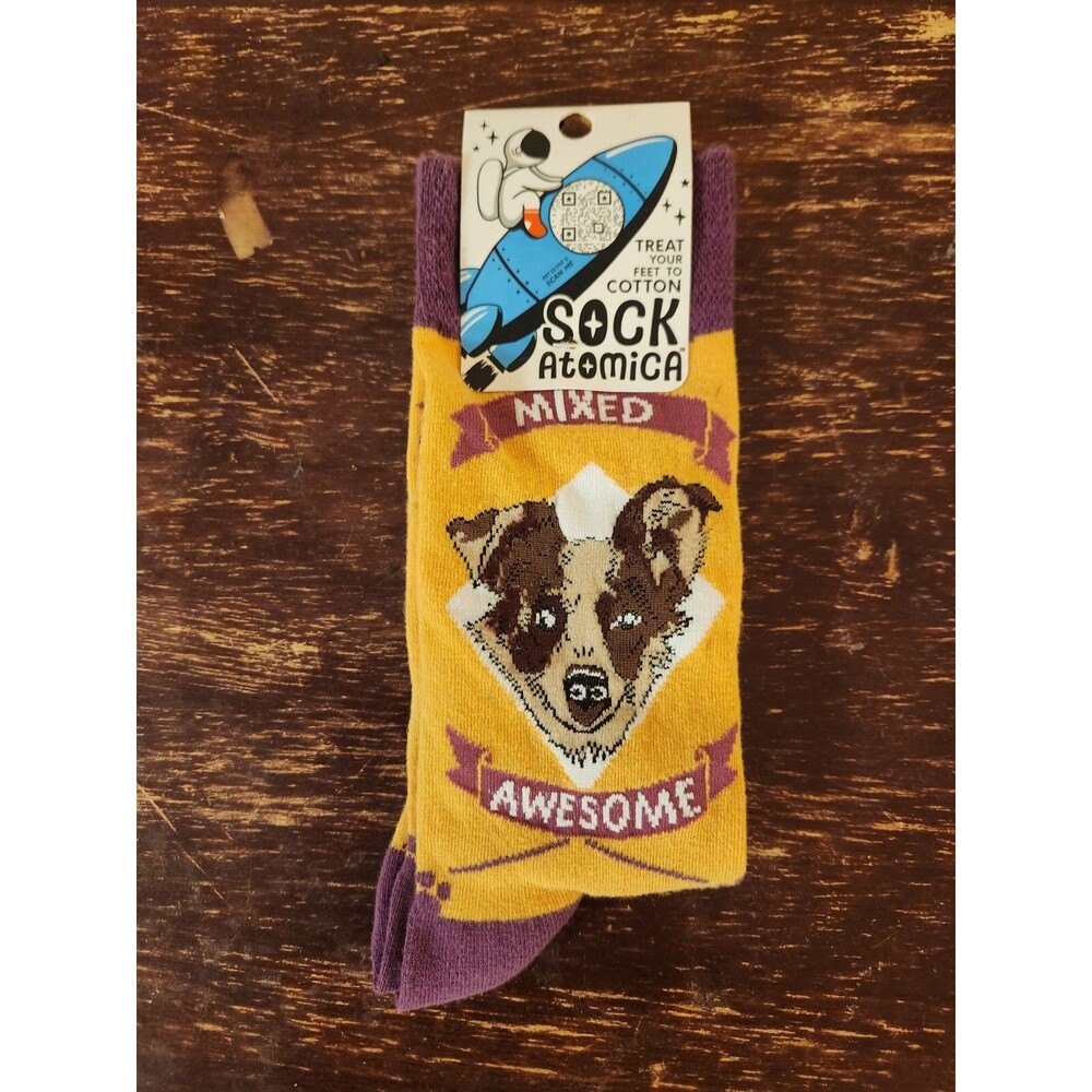 NWT Sock Atomica Orange Unisex Adult Mixed Breed Dog Calf Socks Big Size